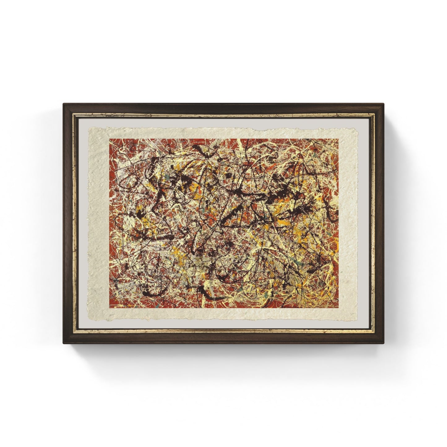 Murales su sfondo rosso indiano di Jackson Pollock su pregiata carta Amalfi