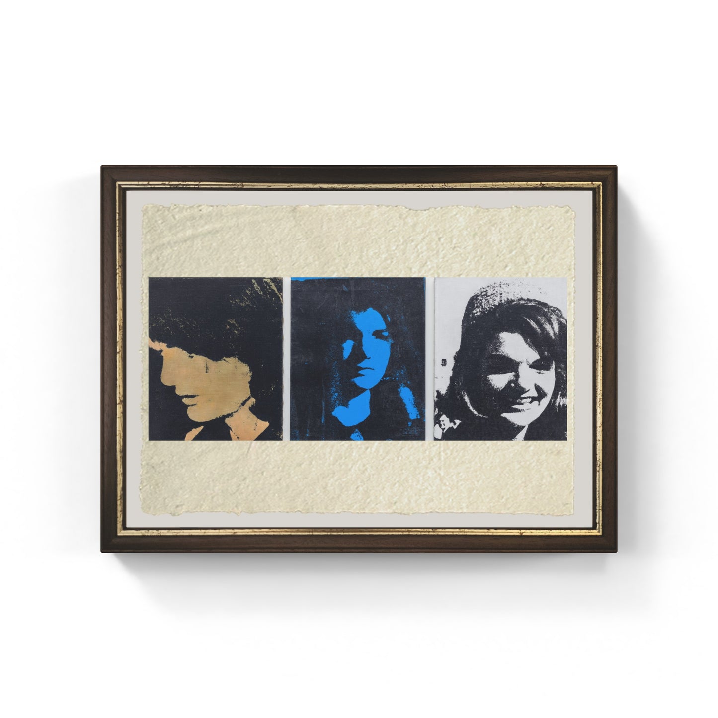 Jackie Triptych di Andy Warhol su pregiata carta Amalfi