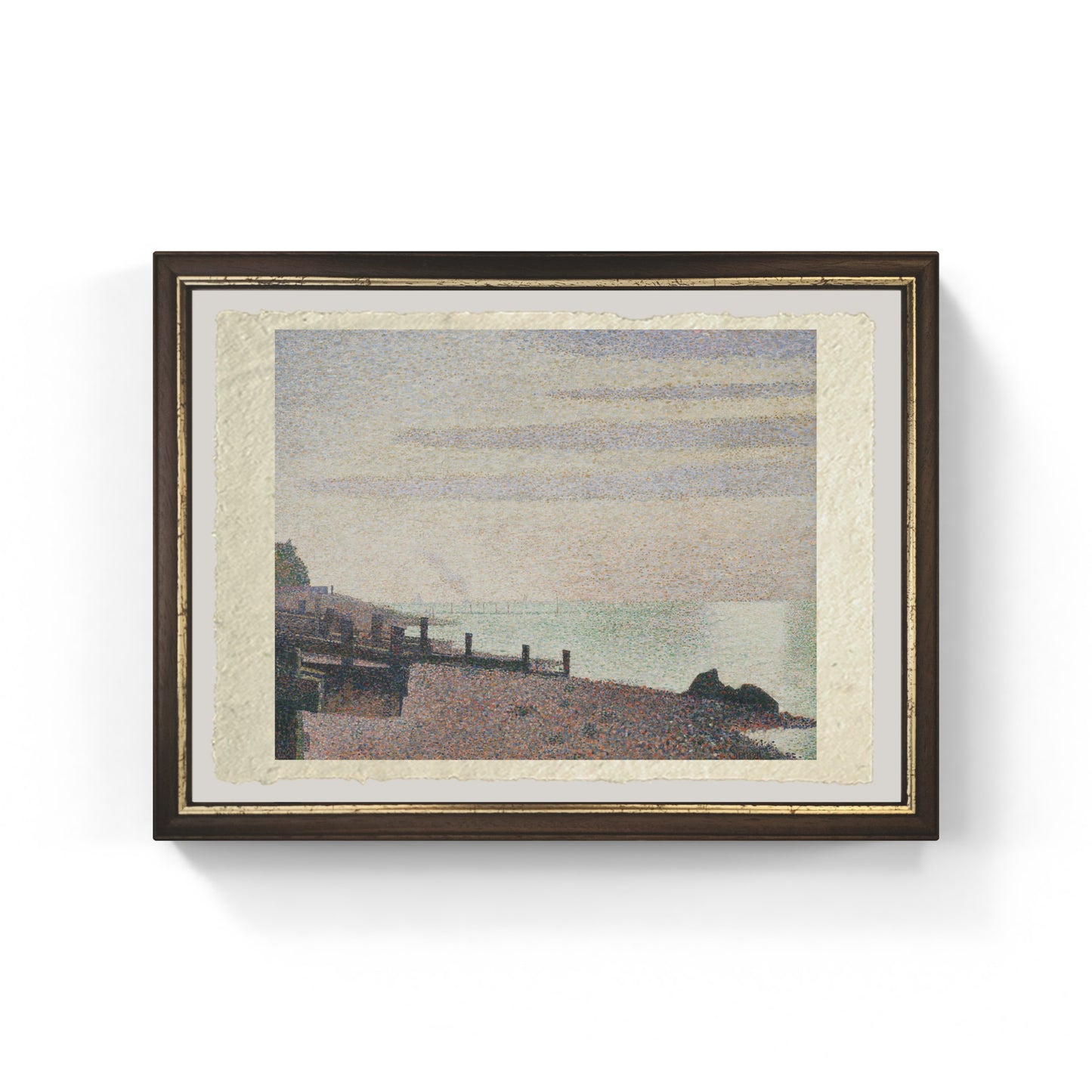 Honfleur una sera, foce della Senna di Georges Seurat su pregiata carta Amalfi