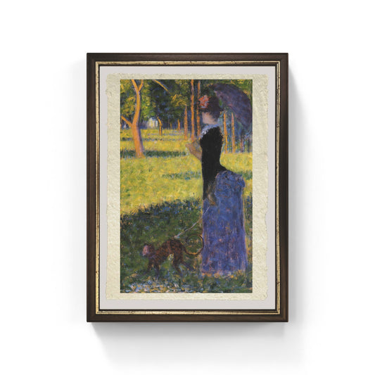 Donna con scimmia di Georges Seurat su pregiata carta Amalfi