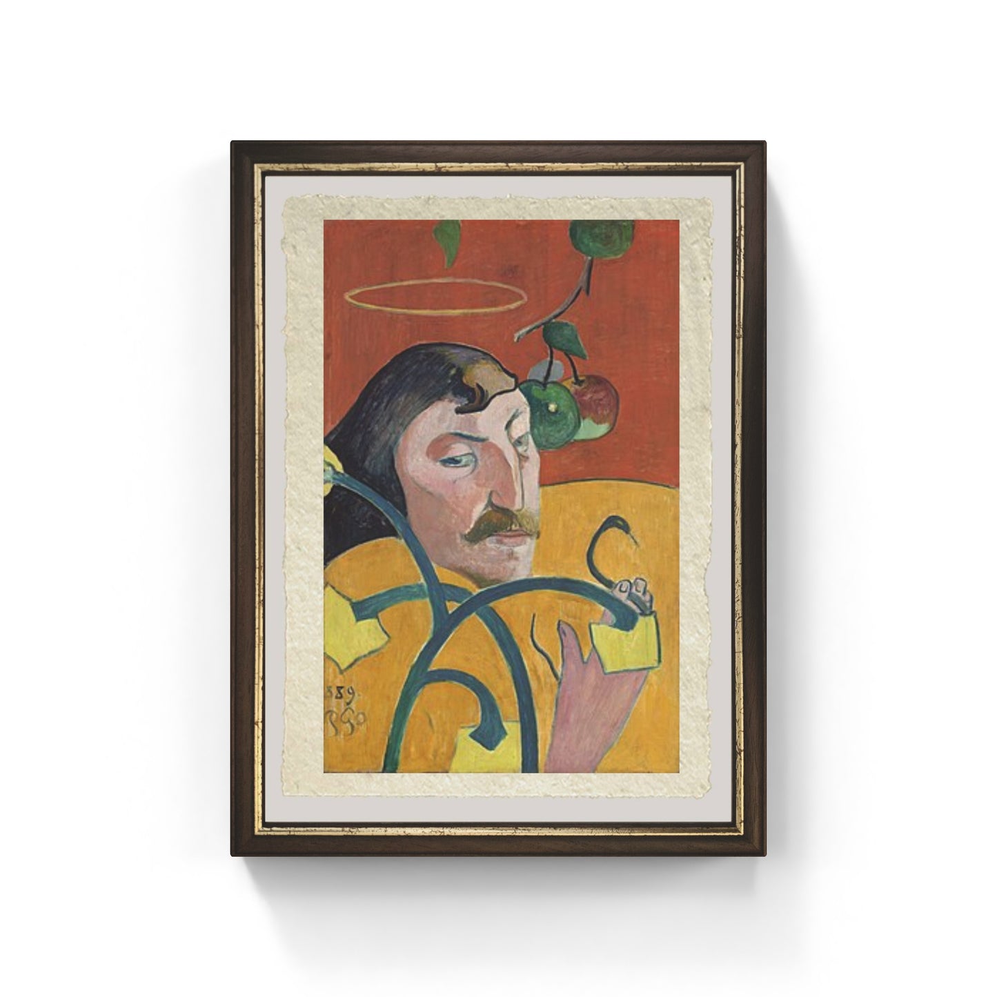 Autoritratto con aureola e serpente di Paul Gaugin su pregiata carta Amalfi