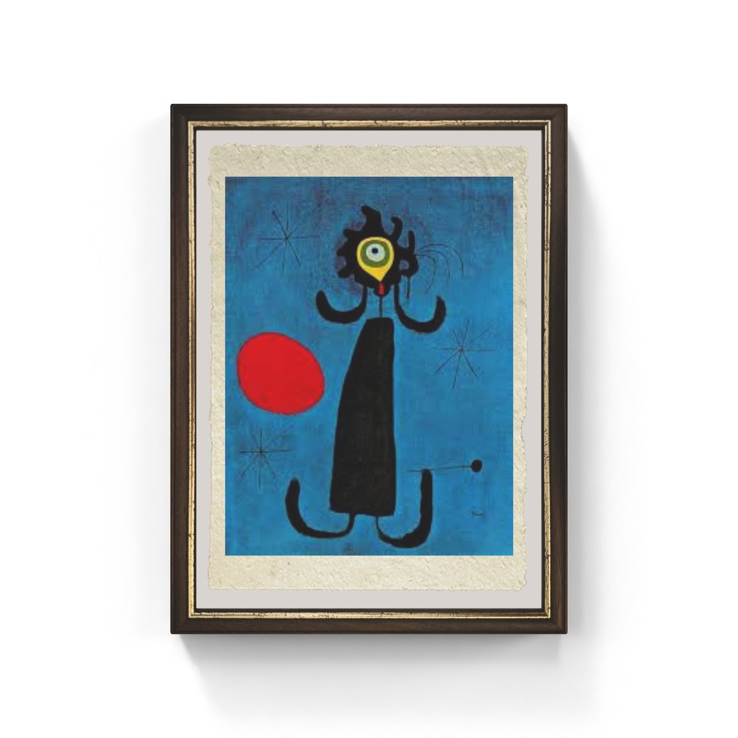 Donna davanti al sole di Joan Mirò su pregiata carta Amalfi