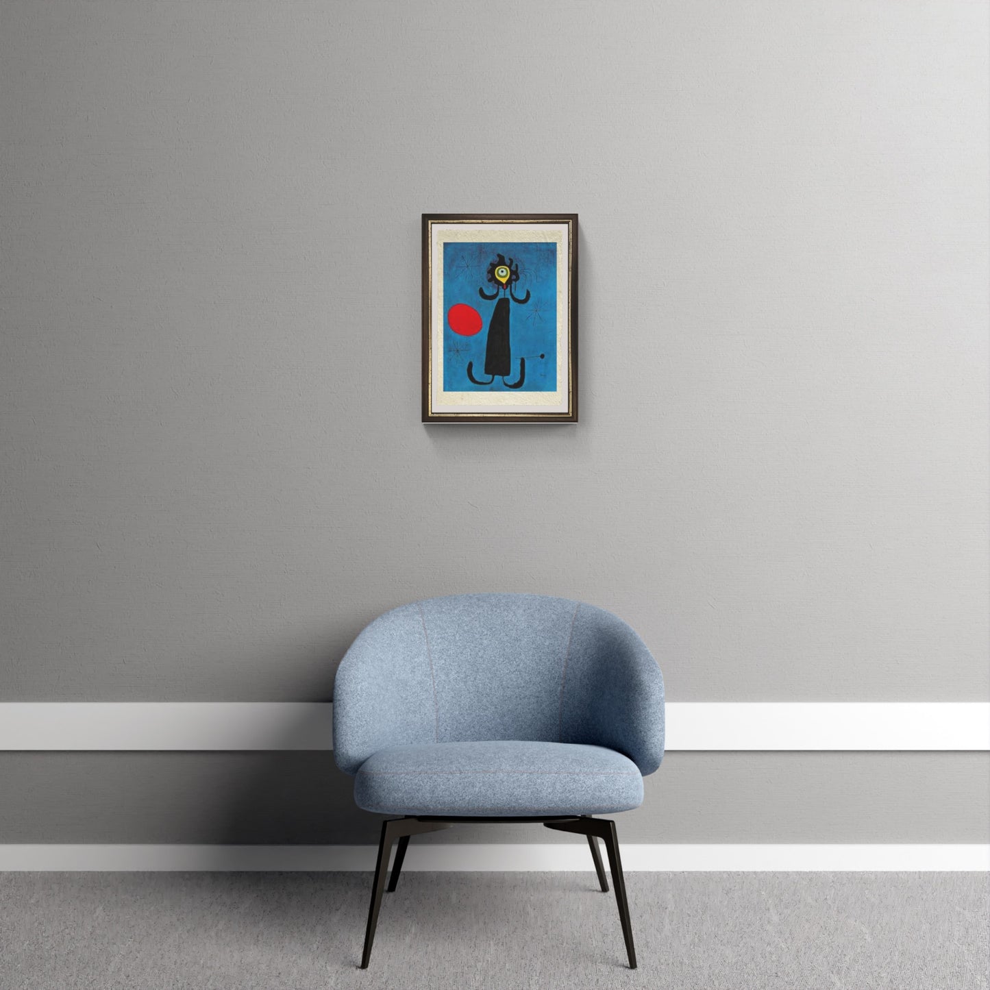 Donna davanti al sole di Joan Mirò su pregiata carta Amalfi