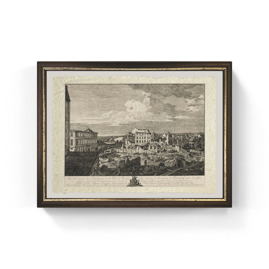 Le rovine del sobborgo di Pirnaischer con il Palais Fürstenhof di Bernardo Bellotto su pregiata carta Amalfi