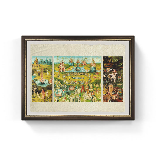 Trittico del Giardino delle delizie di Hieronymus Bosch su pregiata carta Amalfi