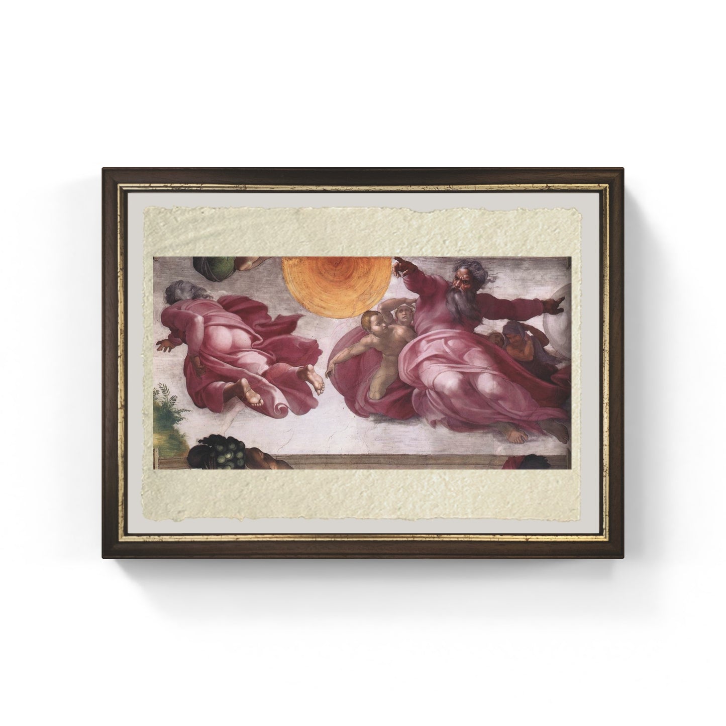 La creazione del Sole, della Luna e delle piante di Michelangelo Buonarroti su pregiata carta Amalfi