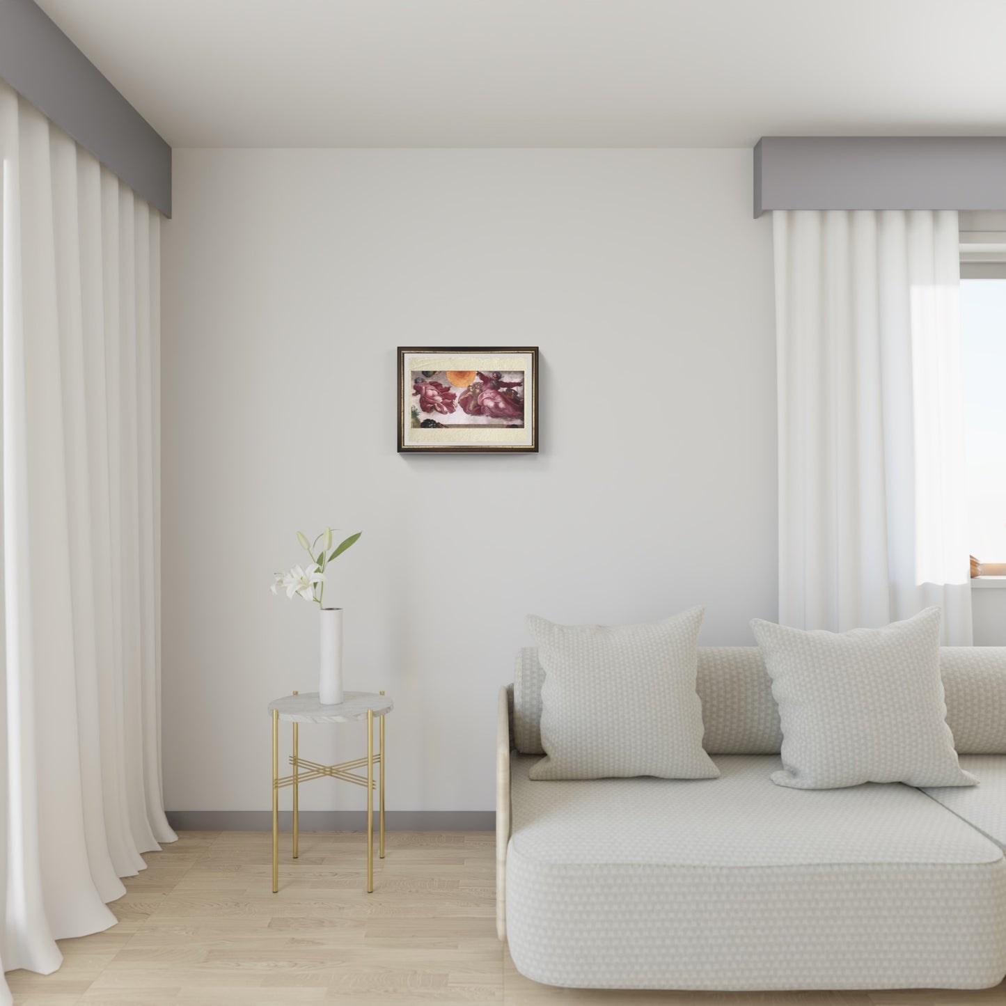 La creazione del Sole, della Luna e delle piante di Michelangelo Buonarroti su pregiata carta Amalfi