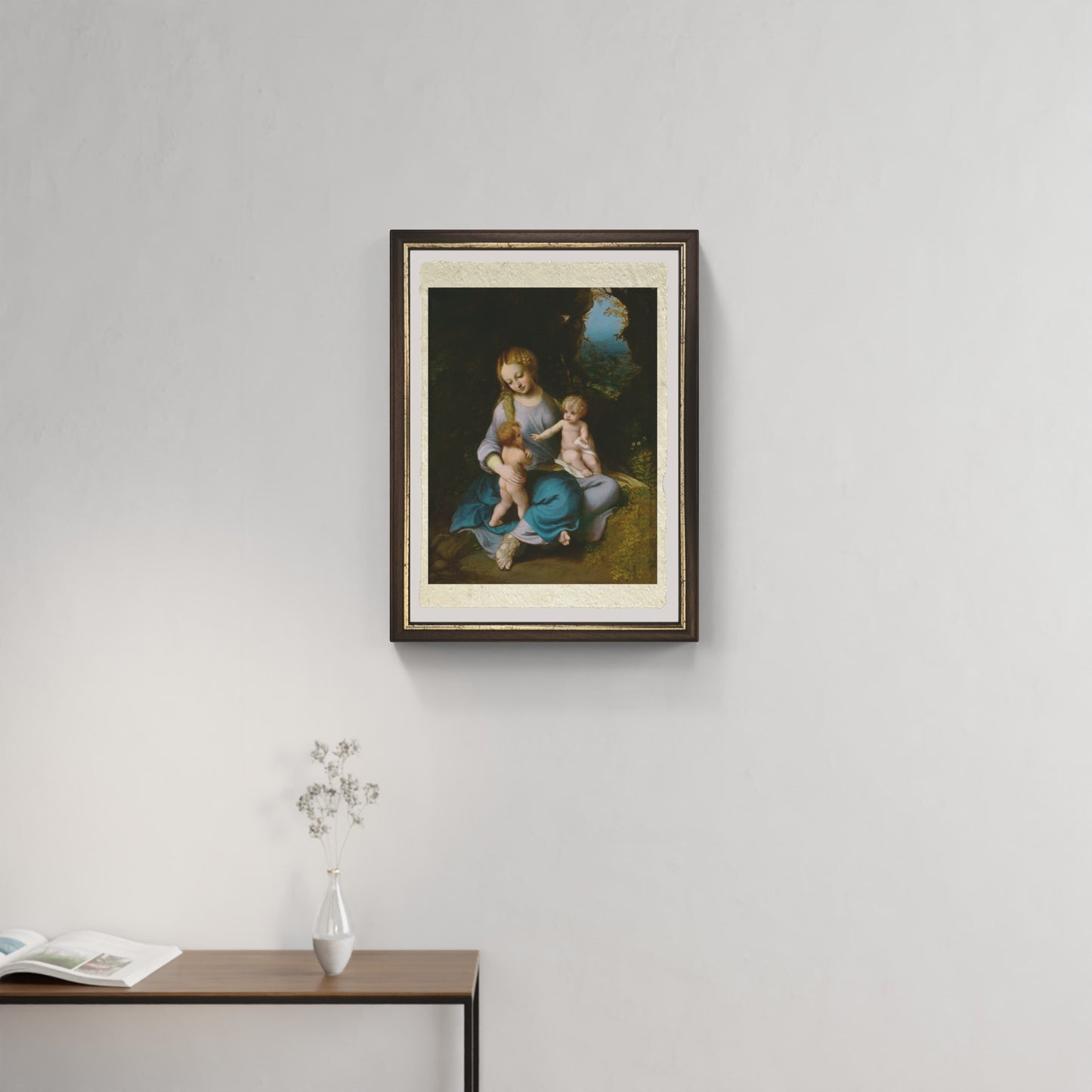 Madonna col Bambino e san Giovannino, 1518 di Correggio su pregiata carta Amalfi