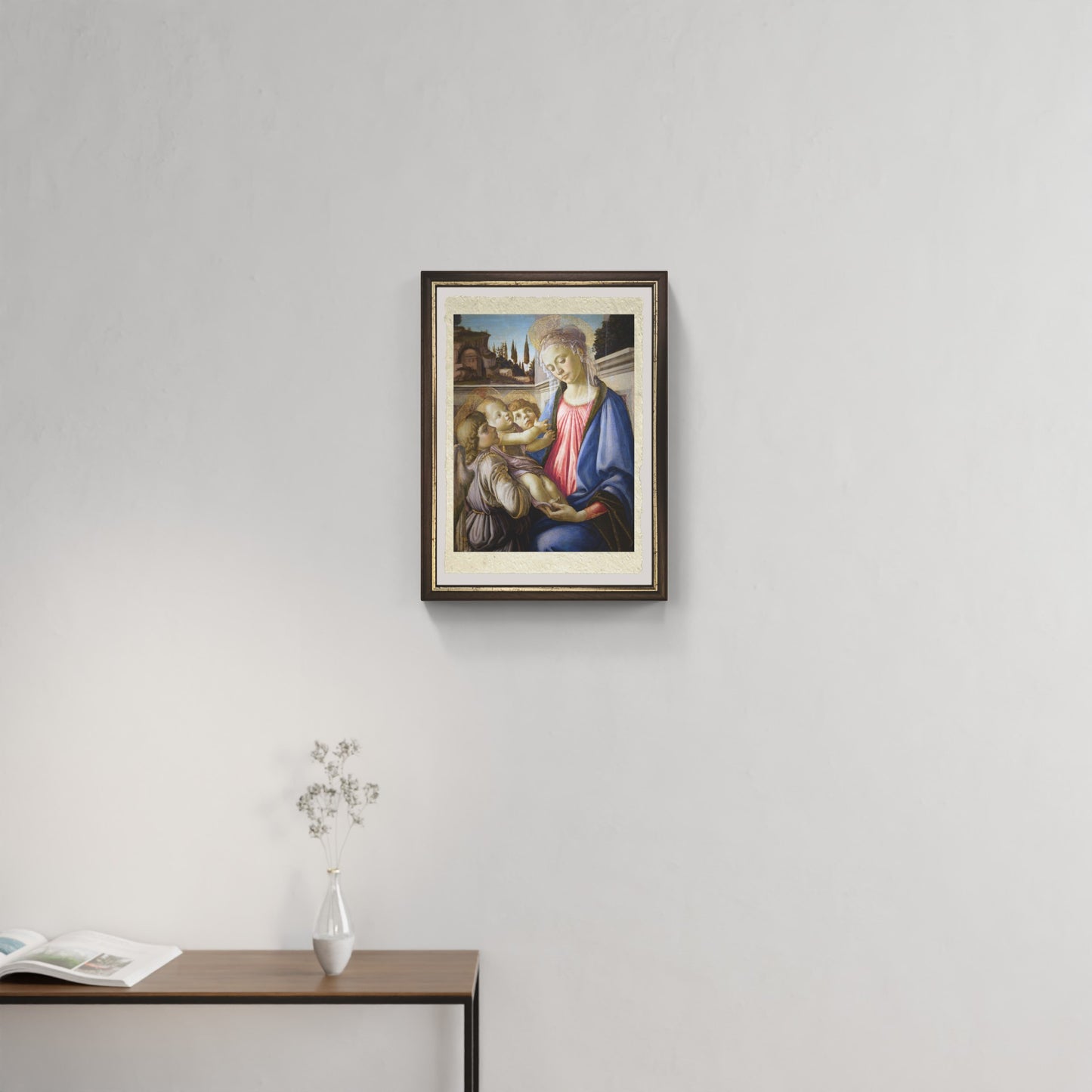 La Madonna con il Bambino e due angeli 1468 di Sandro Botticelli su pregiata carta Amalfi