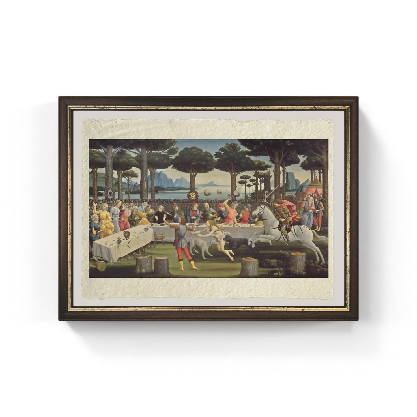 Il banchetto nel bosco di Sandro Botticelli su pregiata carta Amalfi