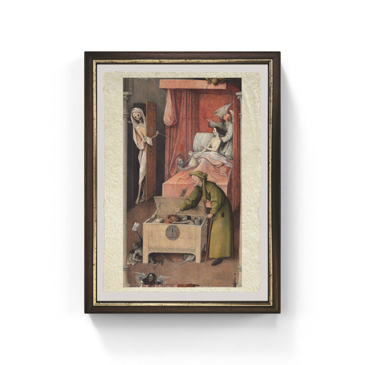 Morte di un avaro (dettaglio) di Hieronymus Bosch su pregiata carta Amalfi