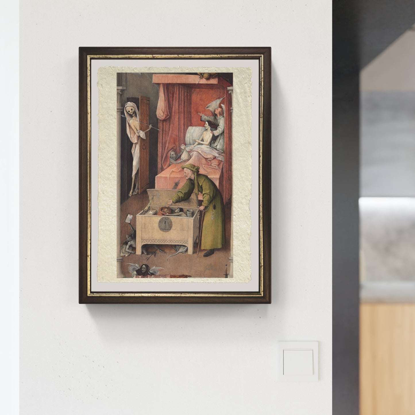 Morte di un avaro (dettaglio) di Hieronymus Bosch su pregiata carta Amalfi