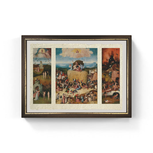 Trittico del carro di fieno di Hieronymus Bosch su pregiata carta Amalfi