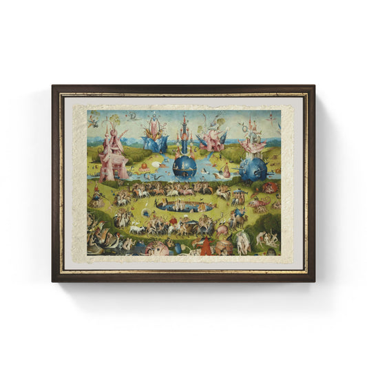 Trittico del Giardino delle delizie, dettaglio, di Hieronymus Bosch su pregiata carta Amalfi