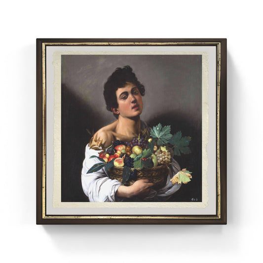 Fanciullo con canestro di frutta di Caravaggio su pregiata carta Amalfi