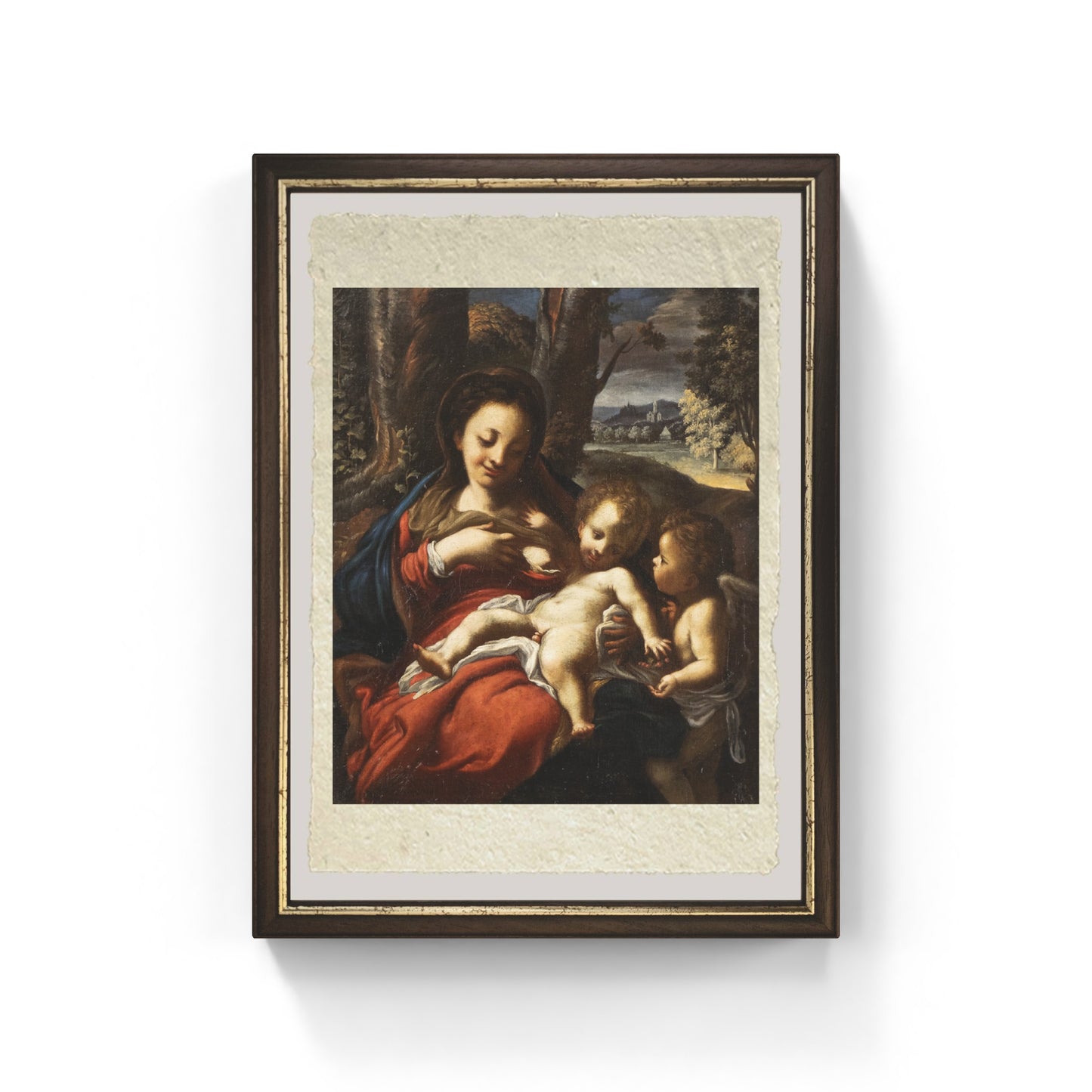 Madonna del latte e un angelo di Correggio su pregiata carta Amalfi