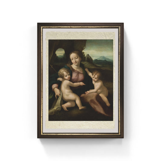 Madonna col Bambino e san Giovannino 1517 di Correggio su pregiata carta Amalfi