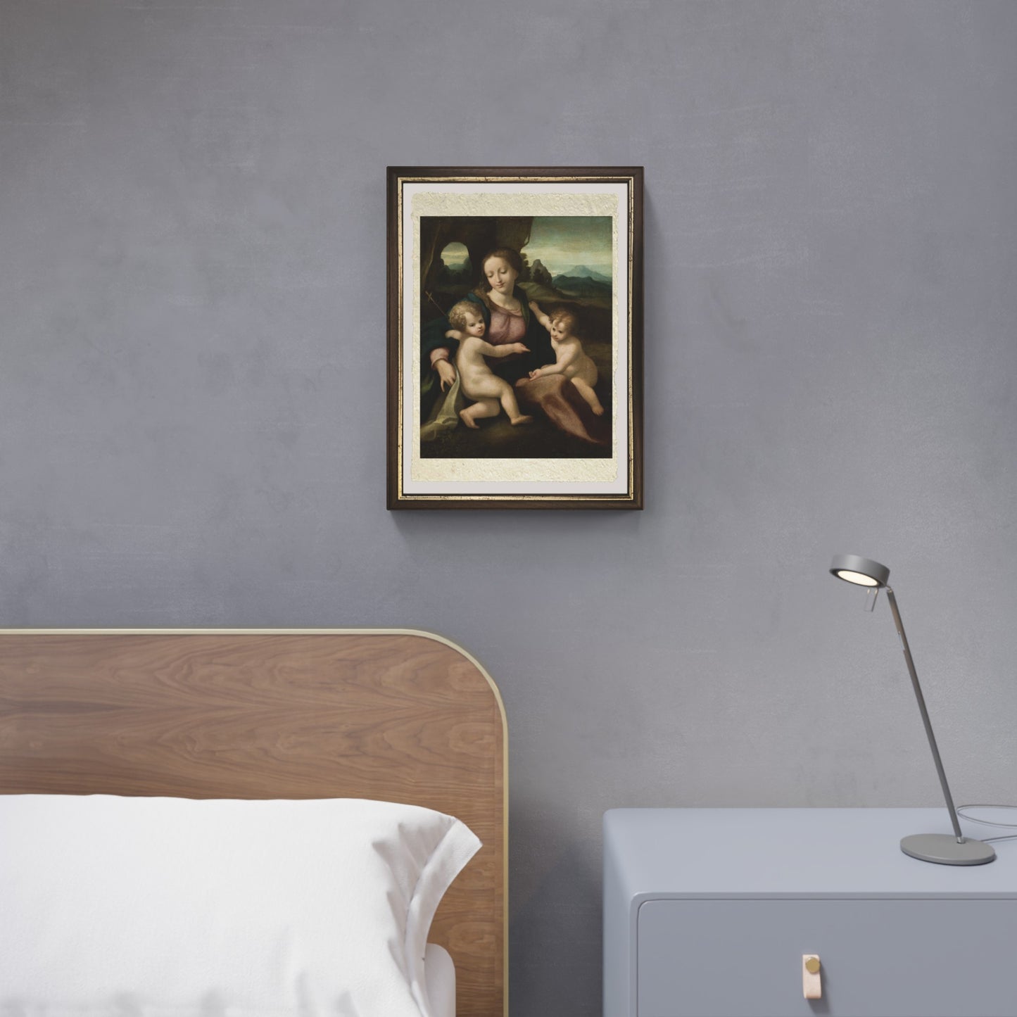 Madonna col Bambino e san Giovannino 1517 di Correggio su pregiata carta Amalfi