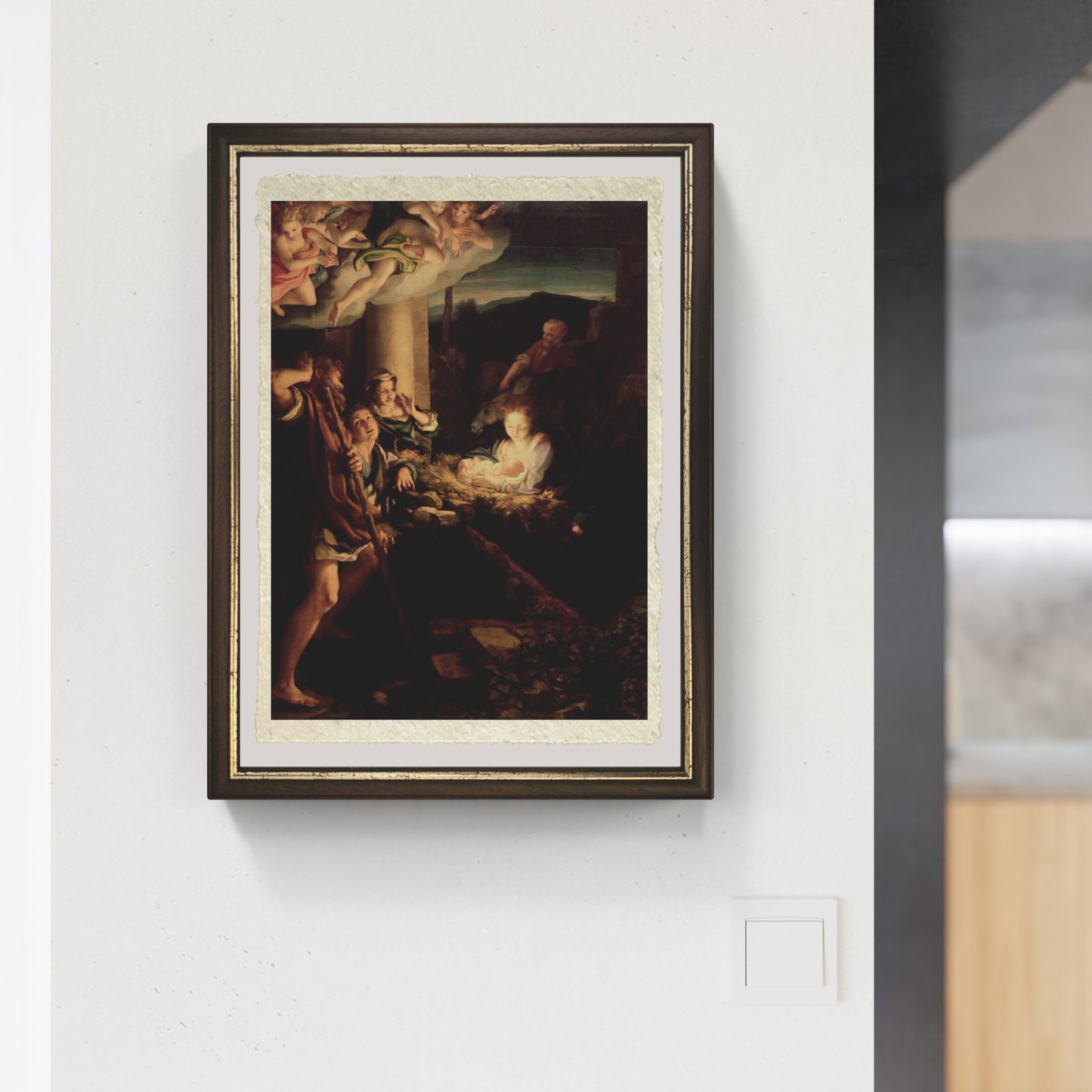 Adorazione dei pastori di Correggio su pregiata carta Amalfi