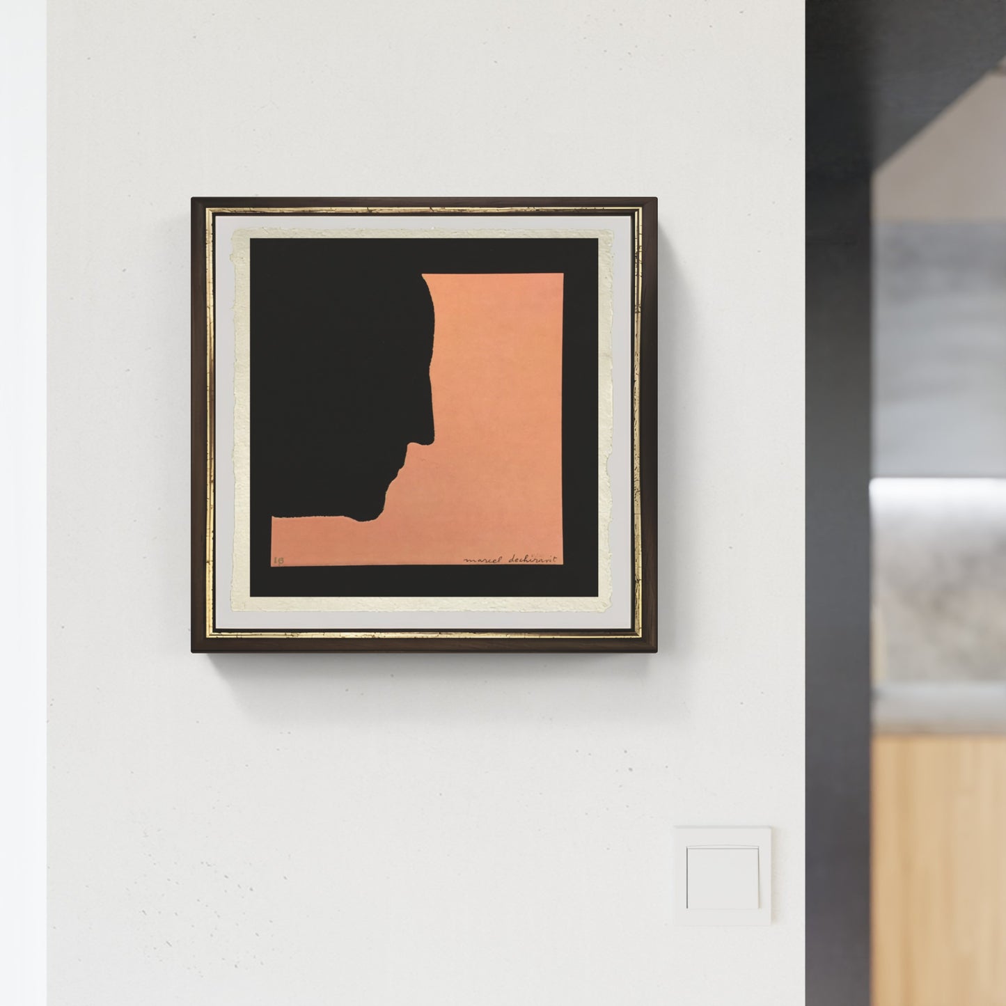 Autoritratto di profilo di Marcel Duchamp su pregiata carta Amalfi