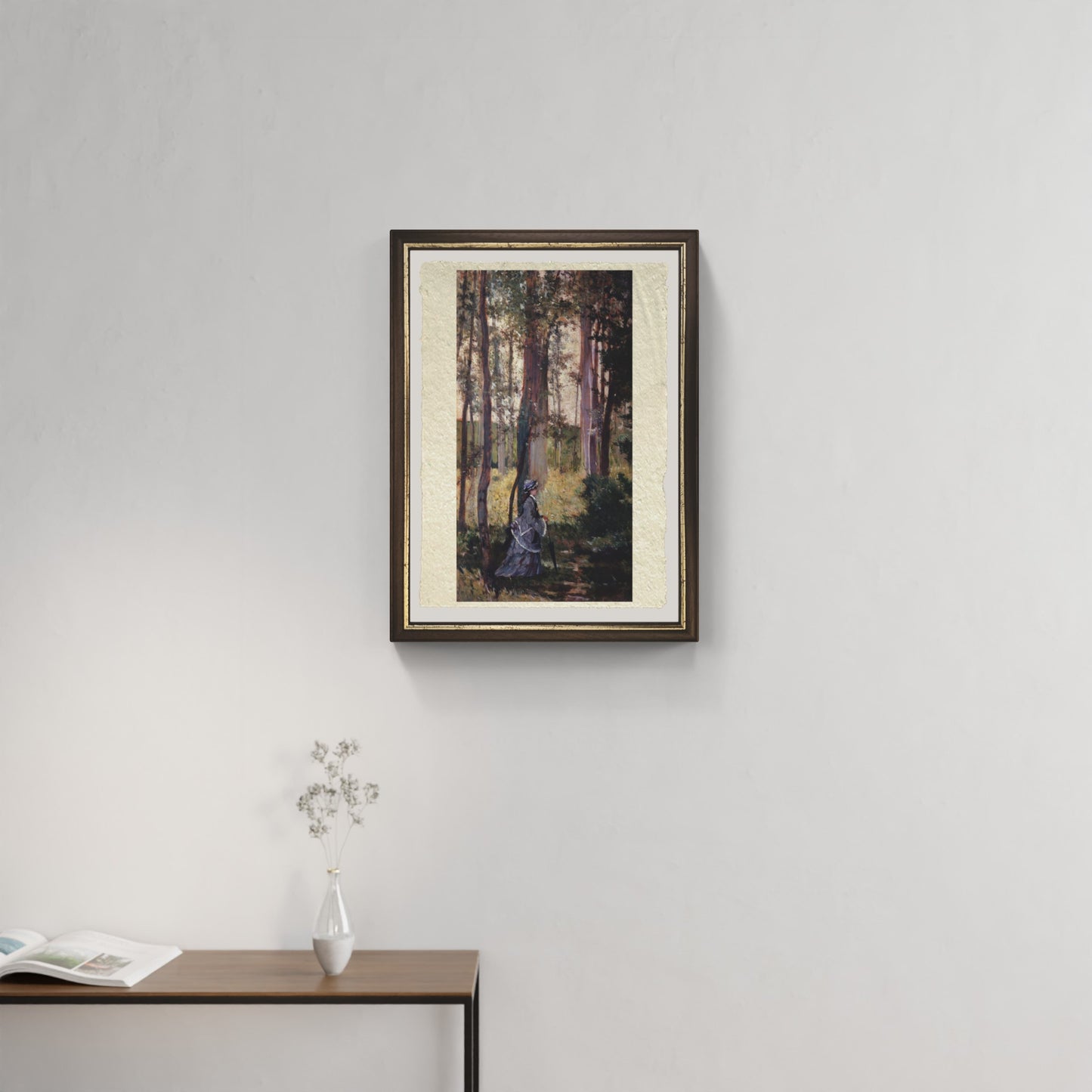 Signora in un bosco di Giovanni Fattori su pregiata carta Amalfi