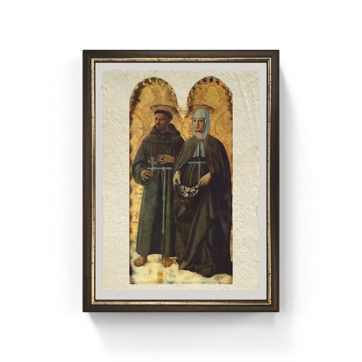 Santi Francesco ed Elisabetta di Piero della Francesca su pregiata carta Amalfi