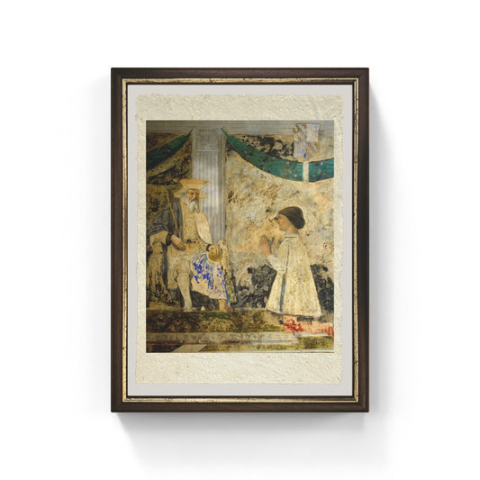 Sigismondo Pandolfo Malatesta in preghiera davanti a San Sigismondo di Piero della Francesca su pregiata carta Amalfi