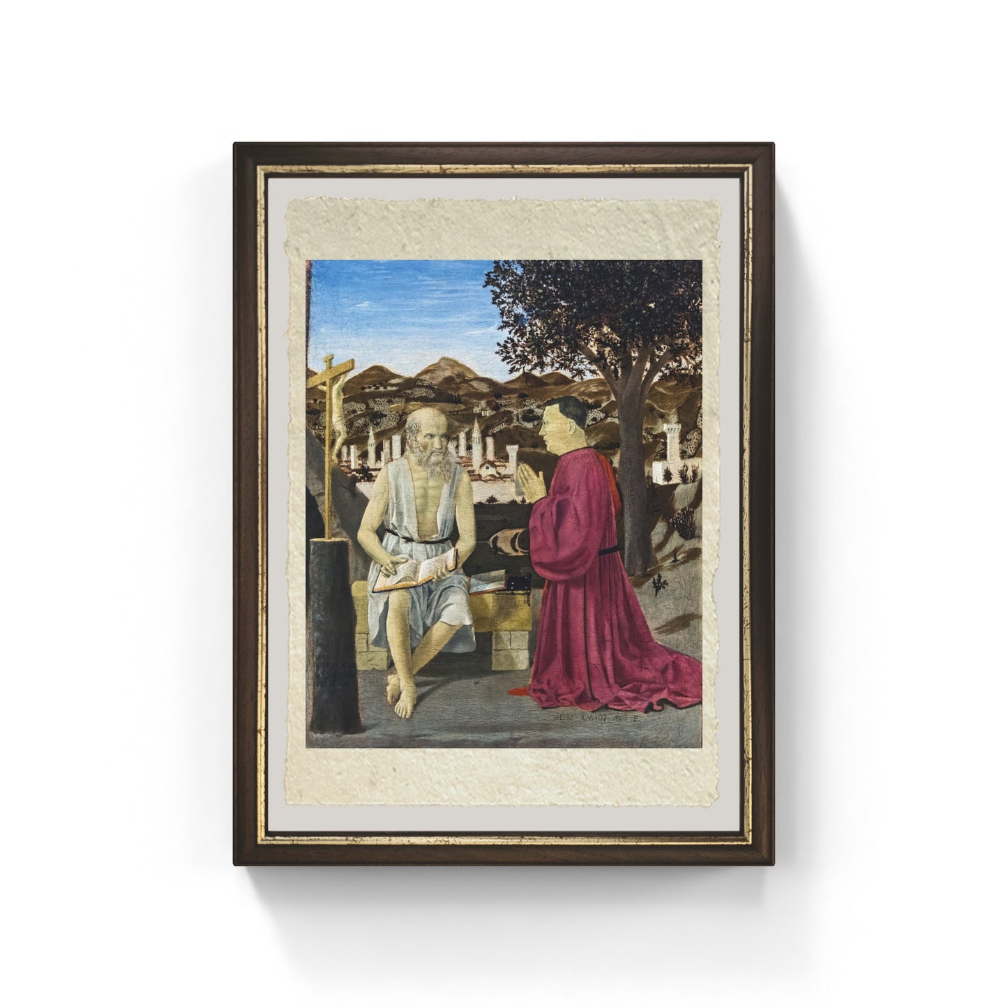 San Girolamo e il donatore Girolamo Amadi di Piero della Francesca su pregiata carta Amalfi