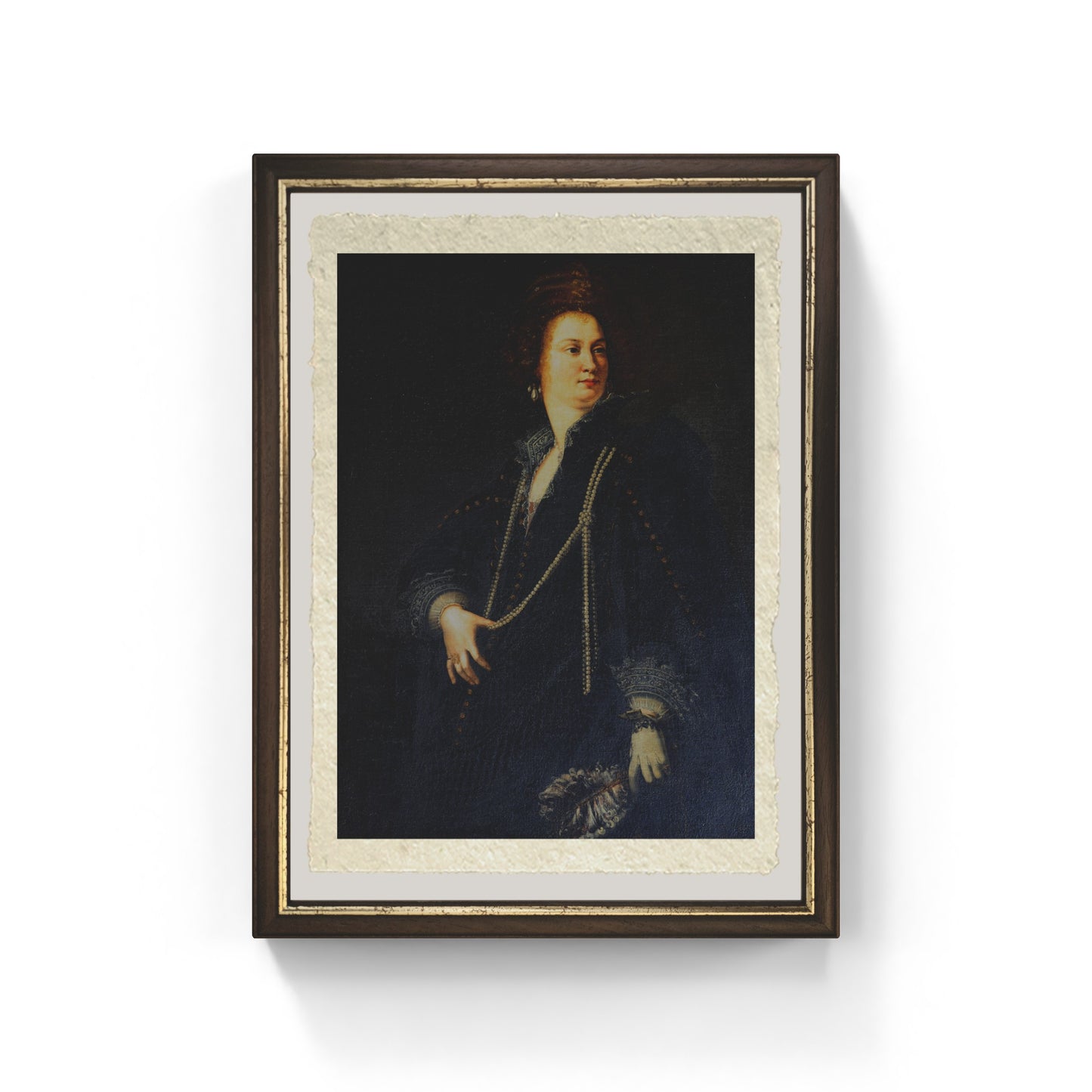 Portrait of a lady with a fan, Artemisia Gentileschi on refined Amalfi paper