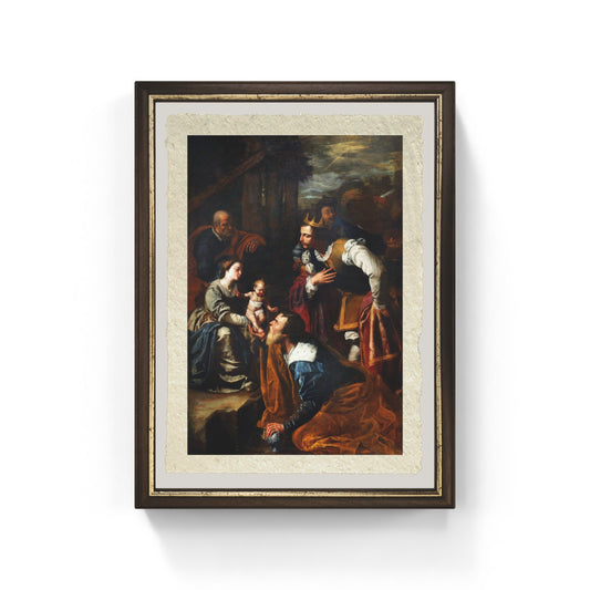 Adorazione dei magi di Artemisia Gentileschi su pregiata carta Amalfi