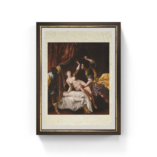 Ratto di Lucrezia di Artemisia Gentileschi su pregiata carta Amalfi