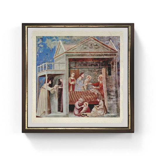 Natività di Maria di Giotto su pregiata carta Amalfi
