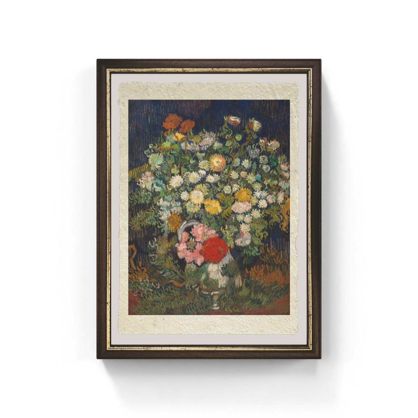 Bouquet di fiori in un vaso di Van Gogh su pregiata carta Amalfi