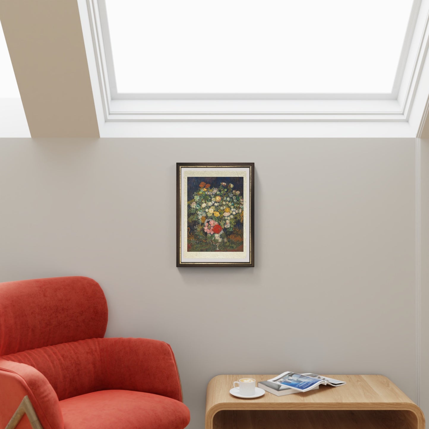 Bouquet di fiori in un vaso di Van Gogh su pregiata carta Amalfi