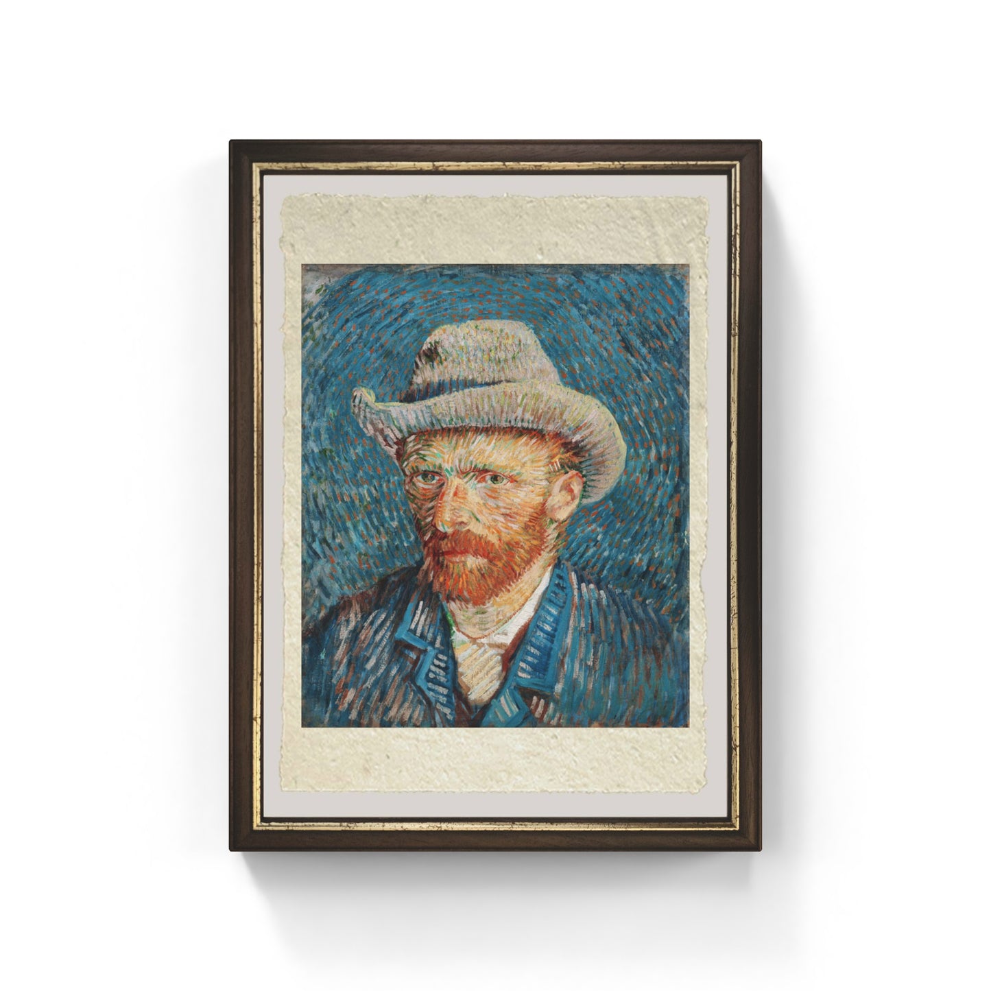 Autoritratto con cappello di Van Gogh su pregiata carta Amalfi