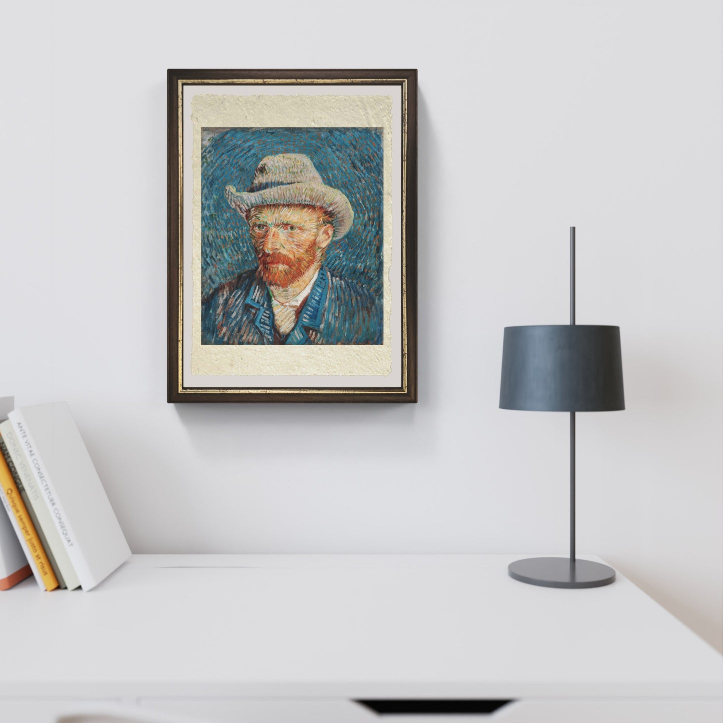 Autoritratto con cappello di Van Gogh su pregiata carta Amalfi