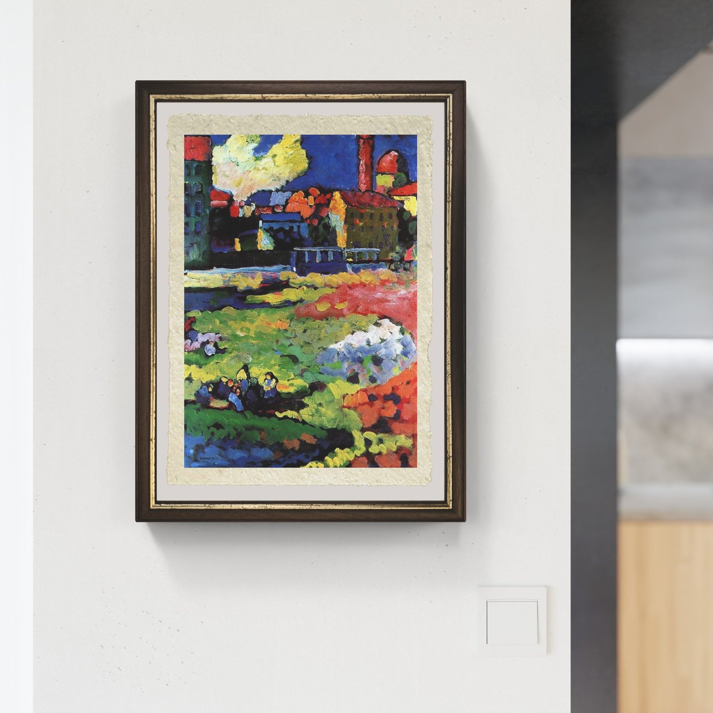 Monaco-Schwabing con la Chiesa di Sant'Orsola di Wassily Kandinsky su pregiata carta Amalfi