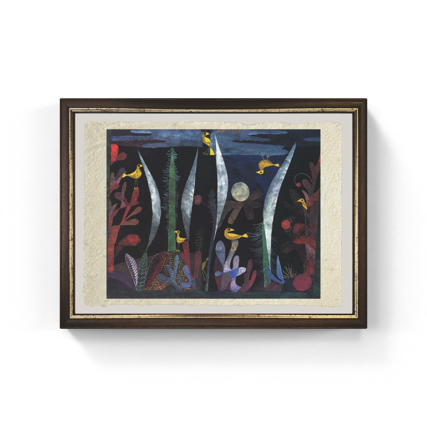 Paesaggio con uccelli gialli di Paul Klee su pregiata carta Amalfi