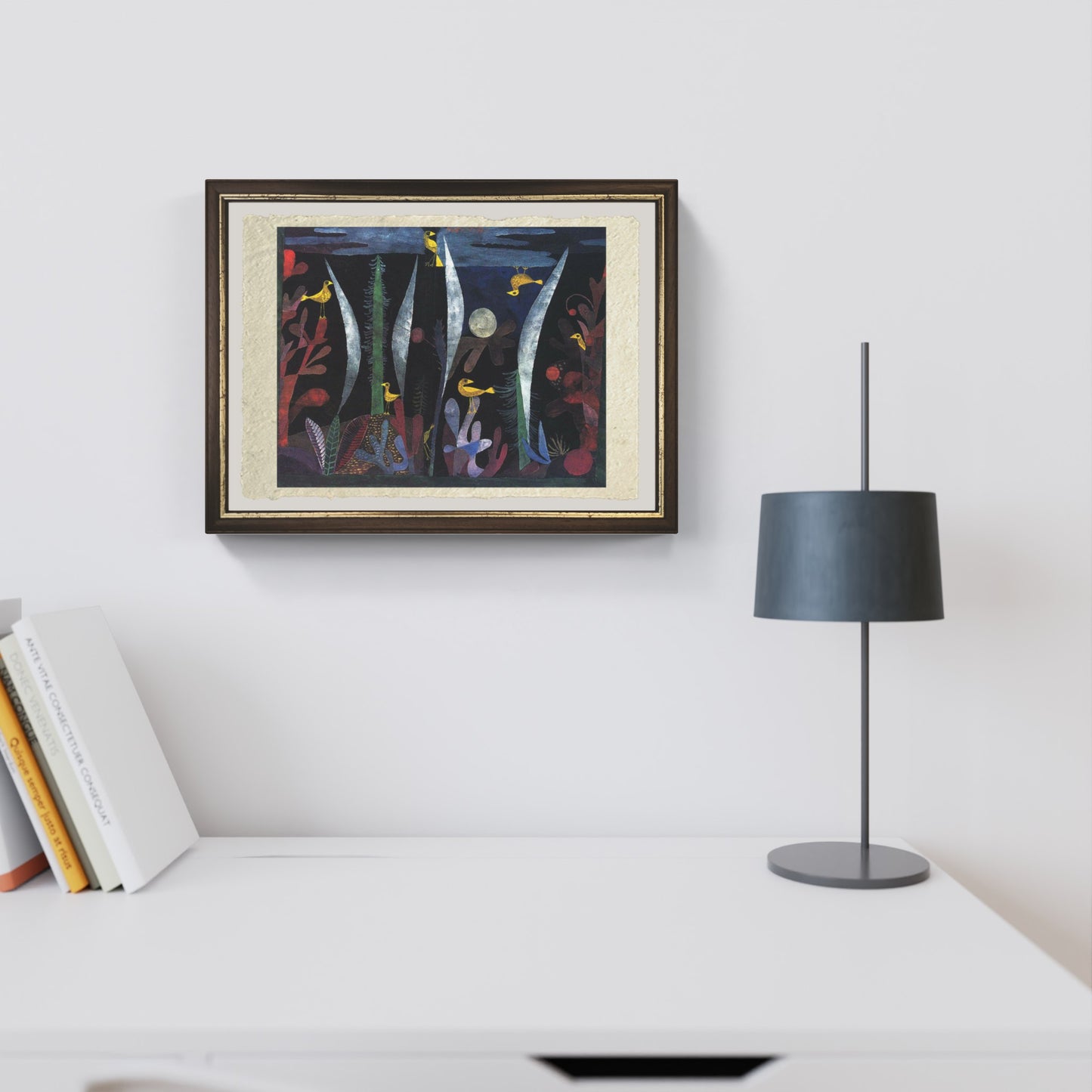 Paesaggio con uccelli gialli di Paul Klee su pregiata carta Amalfi