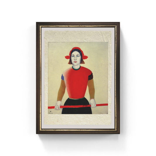 Ragazza con asta rossa di Kazmir Malevich su pregiata carta Amalfi
