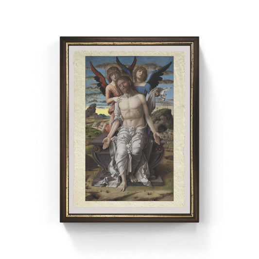 Cristo in pietà sorretto da due angeli di Andrea Mantegna su pregiata carta Amalfi