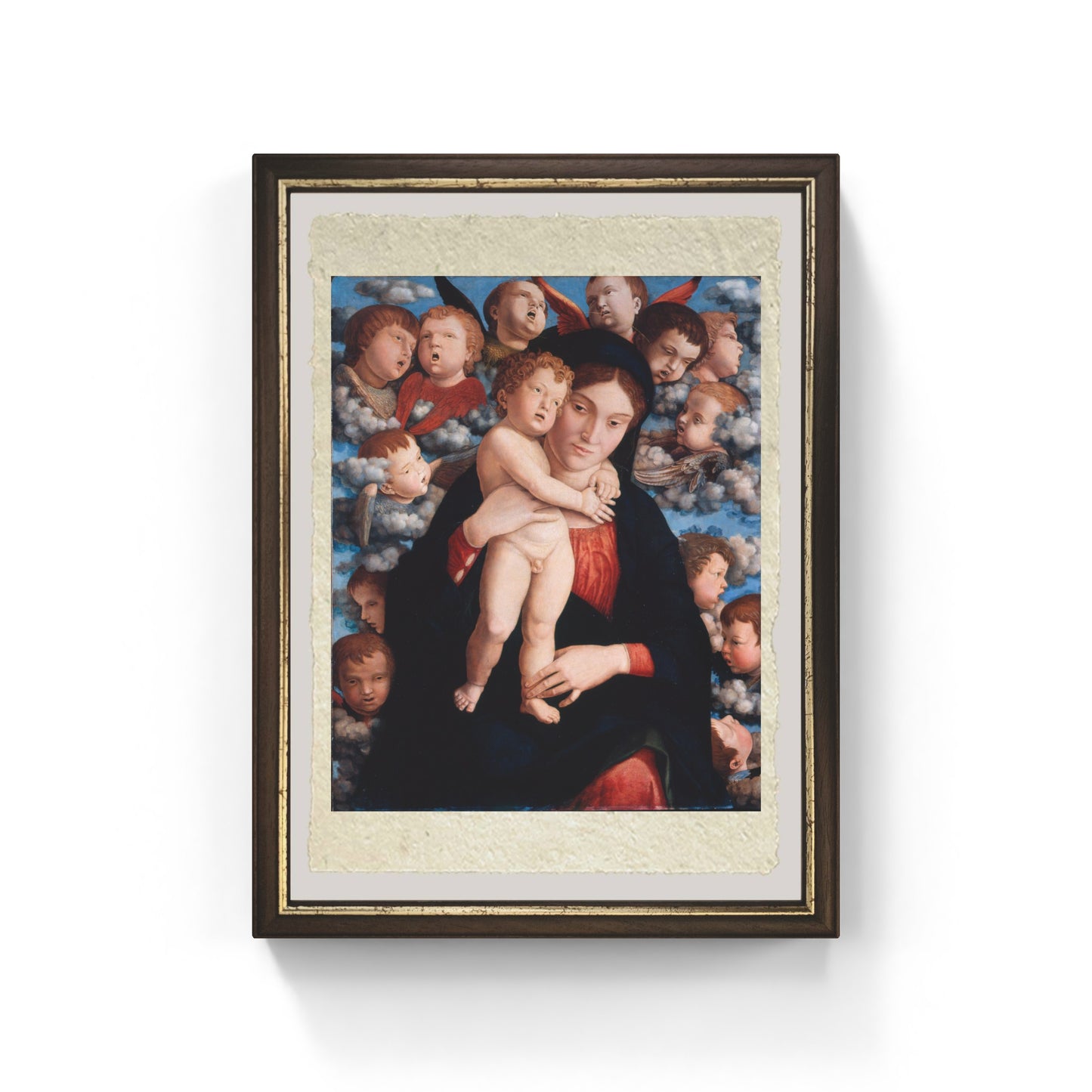 Madonna col Bambino e un coro di cherubini di Andrea Mantegna su pregiata carta Amalfi