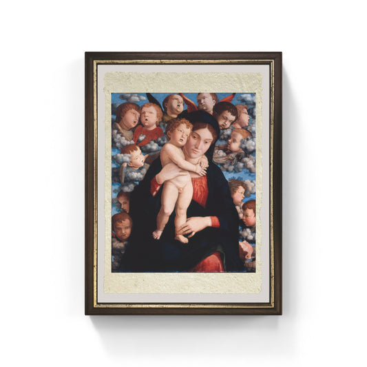 Madonna col Bambino e un coro di cherubini di Andrea Mantegna su pregiata carta Amalfi