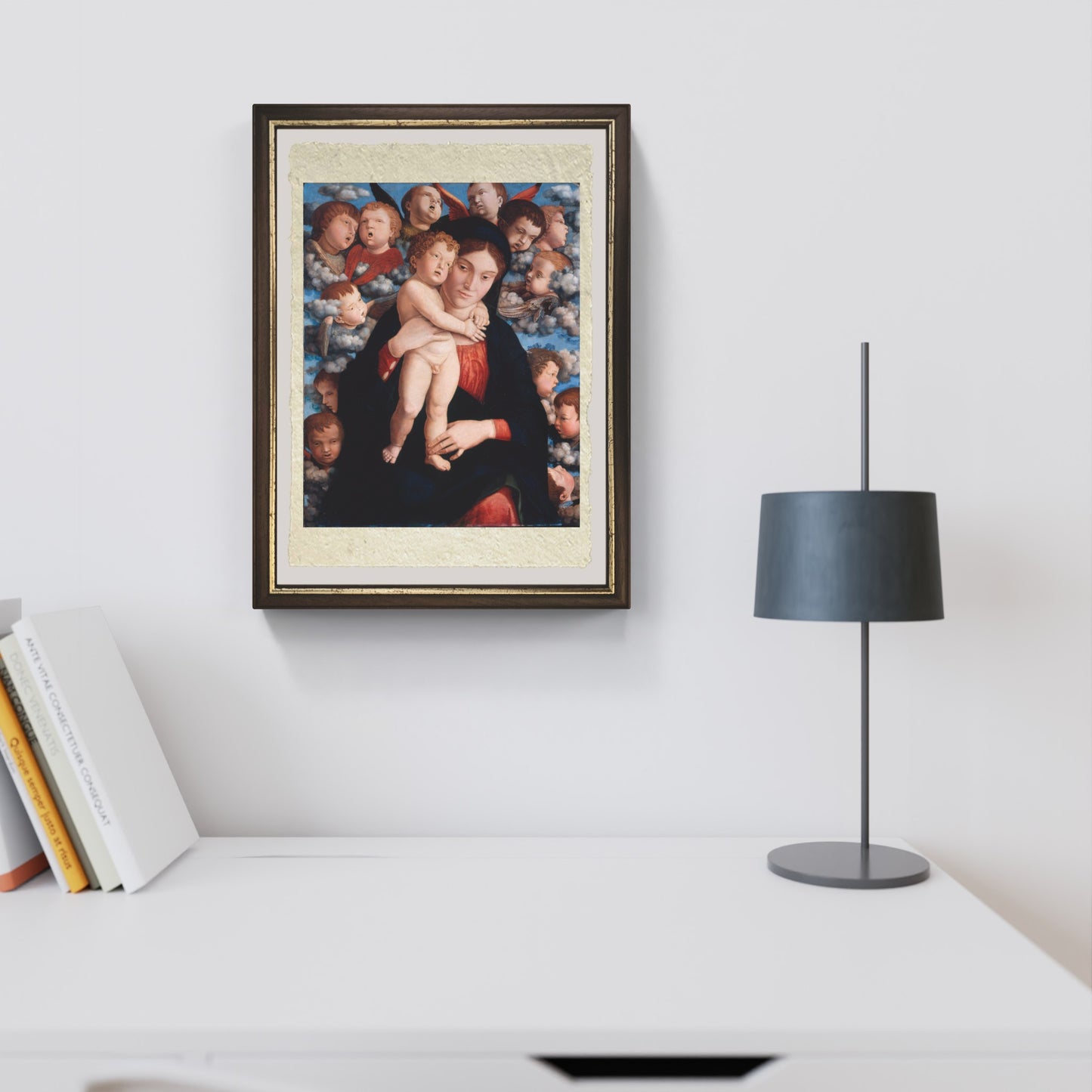 Madonna col Bambino e un coro di cherubini di Andrea Mantegna su pregiata carta Amalfi