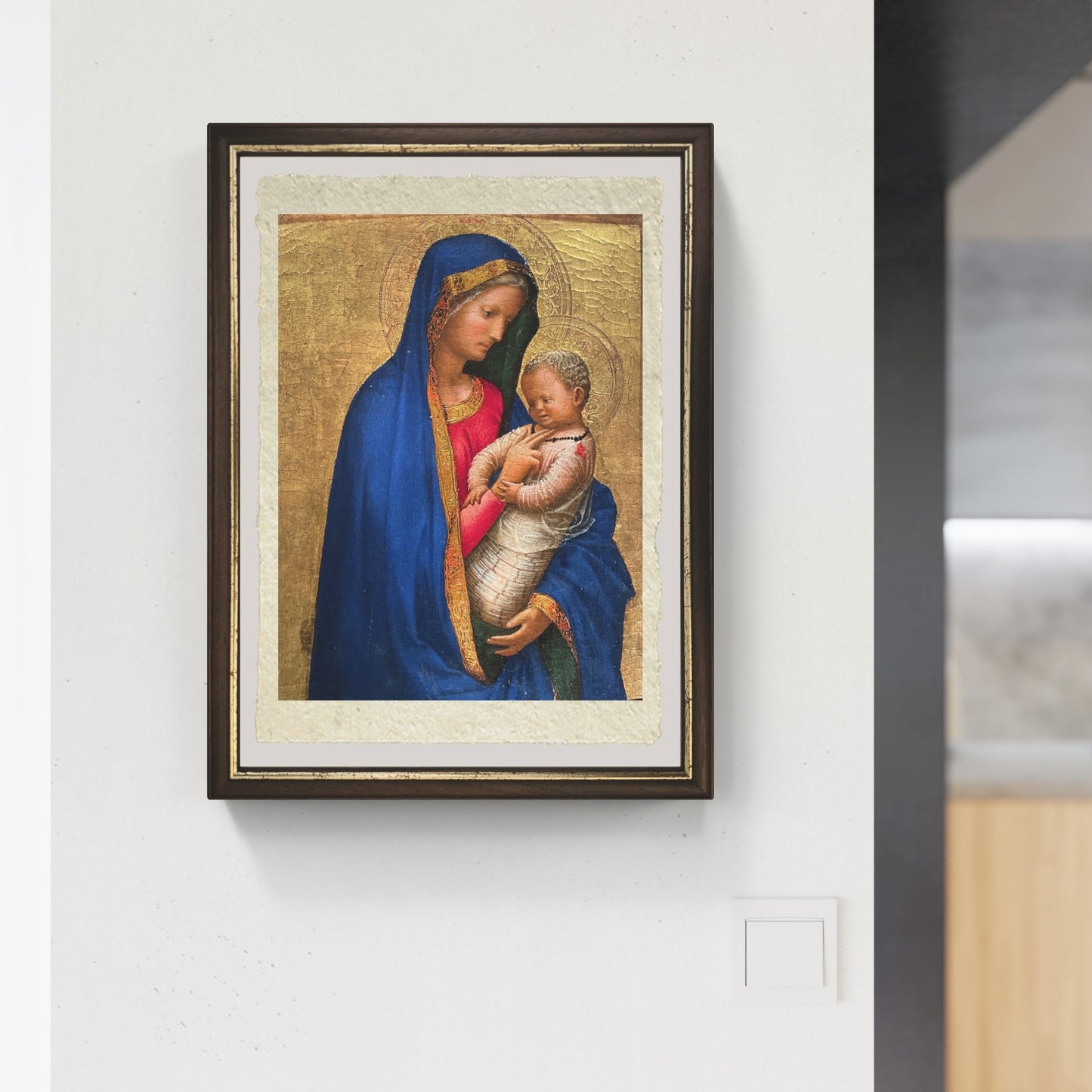 La madonna del solletico di Masaccio su pregiata carta Amalfi