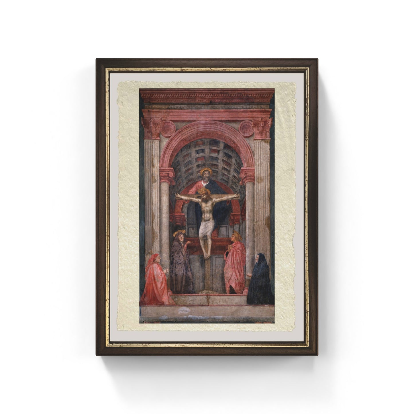 La Santissima Trinità, con la Vergine Maria, San Giovanni e i donatori di Masaccio su pregiata carta Amalfi