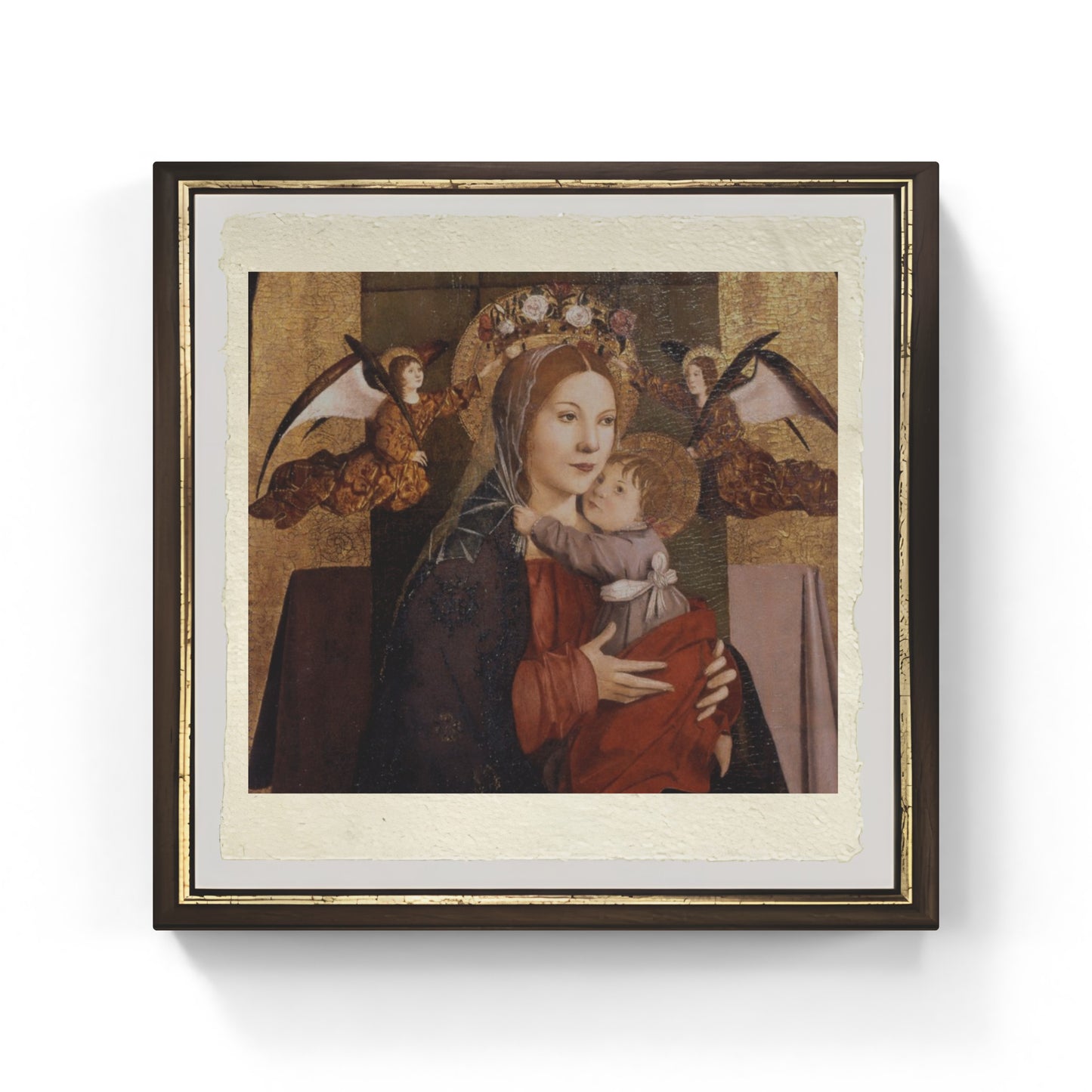 Madonna col Bambino e angeli reggicorona di Antonello da Messina su pregiata carta Amalfi