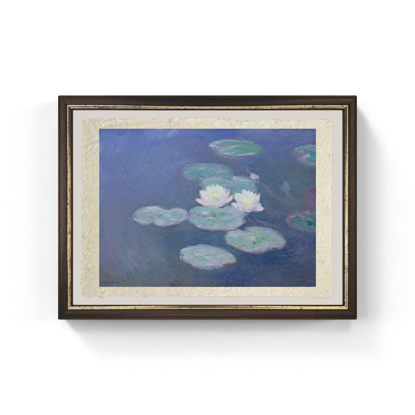 Ninfee bianche di Claude Monet su pregiata carta Amalfi