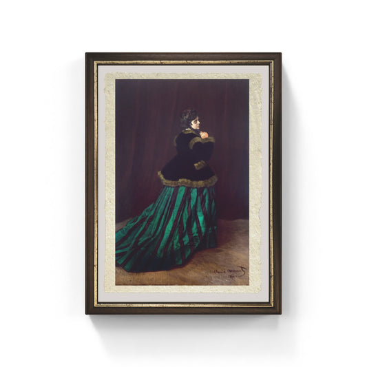 Camille in abito verde di Claude Monet su pregiata carta Amalfi