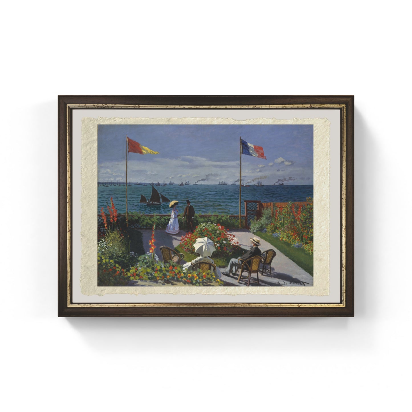 La Terrazza a Sainte-Adresse di Claude Monet su pregiata carta Amalfi